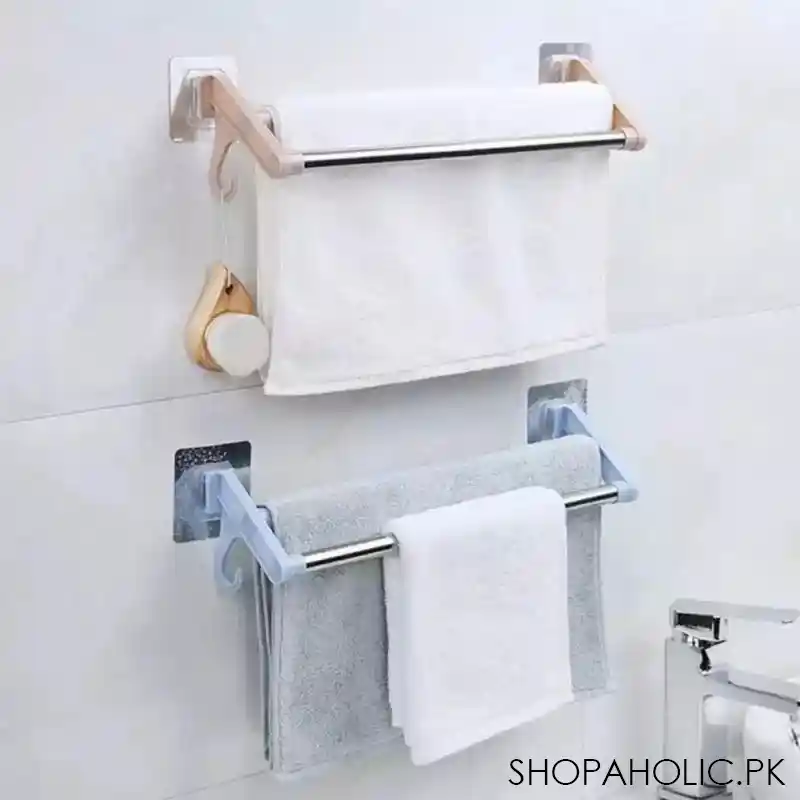 stainless steel wall mounted double shelf bathroom towel rack image5