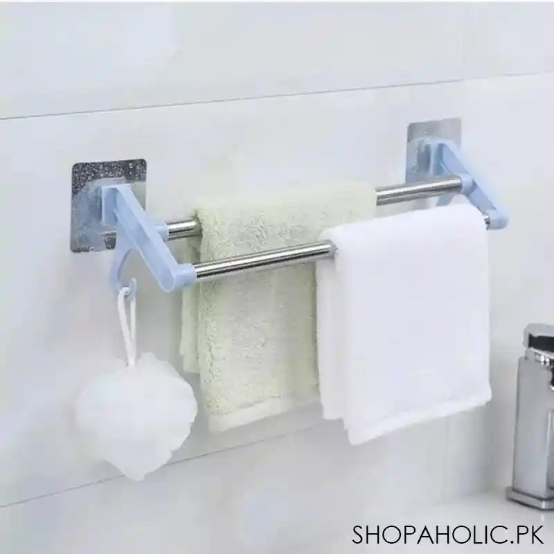 stainless steel wall mounted double shelf bathroom towel rack main image