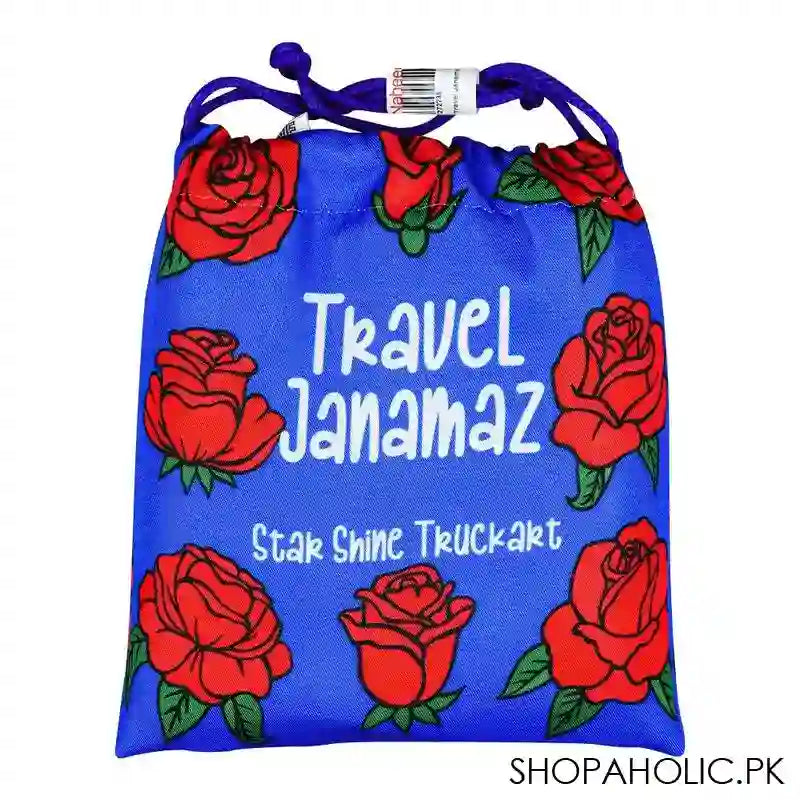Star Shine Truck Art Blue Floral Travel Janamaz/Prayer Mat - Image 2