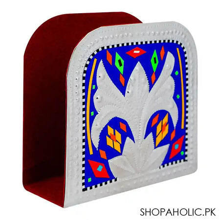 Star Shine Truck Art Metal Chamak Patti Napkin Holder, Blue, Small, 5 x 4 inch - Main Image