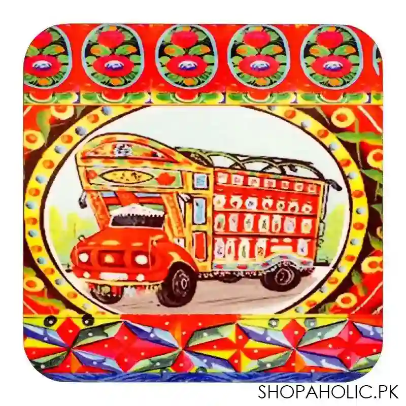 star shine truck art, truck 01 3.5x3.5 inch wooden coaster, wtm08 main image