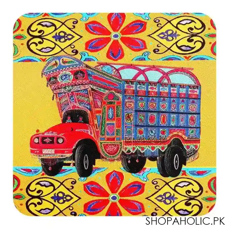 star shine truck art, truck 02 3.5x3.5 inch wooden coaster, wtm09 main image
