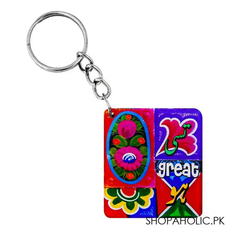 Star Shine Truck Art Tussi Great Hu Keychain, Square Shape - Main Image
