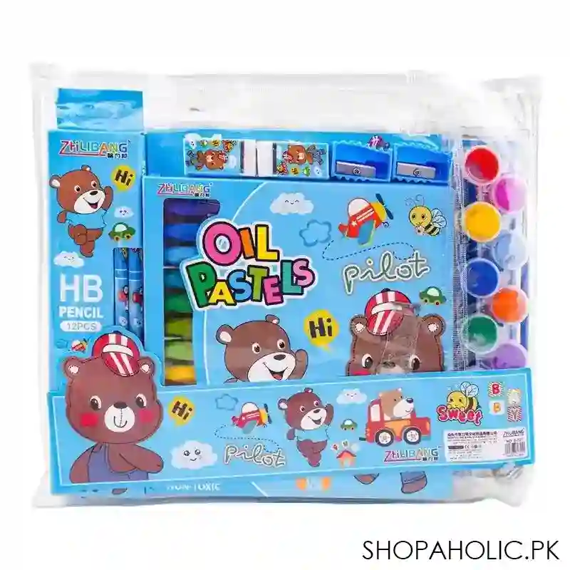 stationery set with drawing book & art accessories, blue, e 721 image2
