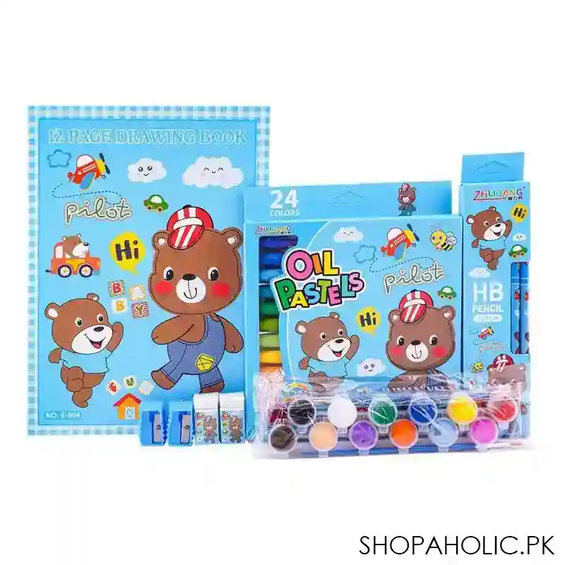 stationery set with drawing book & art accessories, blue, e 721 main image