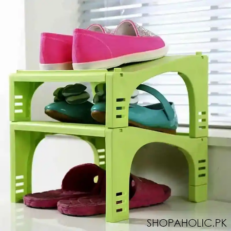 step double layer shoe rack stackable shoe organizer main image