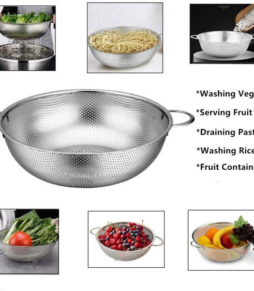 Premium Stainless Steel Mesh Colander – Heavy-Duty Kitchen Strainer with Handles image 2