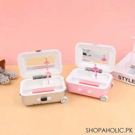 suitcase shaped musical ballerina jewelry storage box with mirror for women image6