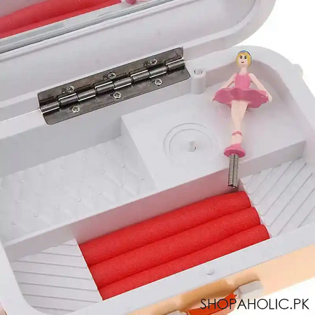 suitcase shaped musical ballerina jewelry storage box with mirror for women image7