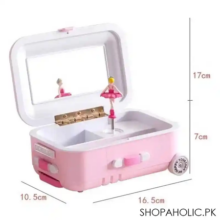 suitcase shaped musical ballerina jewelry storage box with mirror for women image8