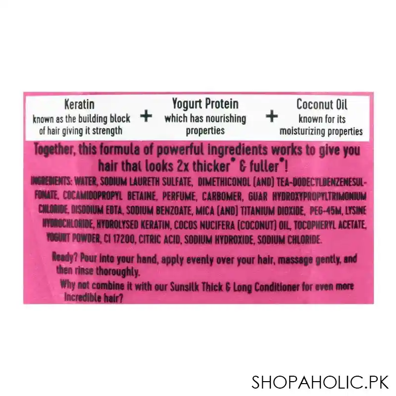 sunsilk thick & long keratin yogurt protein & coconut oil shampoo, 660ml image3