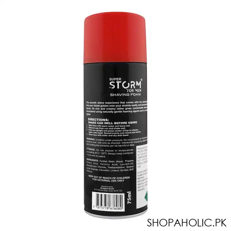 Super Storm For Men Regular Shaving Foam With After Shave, 75ml - Image 2