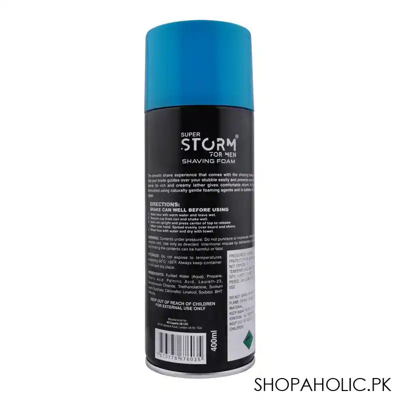 Super Storm For Men Sensitive Shaving Foam With After Shave, 400ml - Image 3
