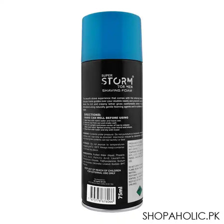 Super Storm For Men Sensitive Shaving Foam With After Shave, 75ml - Image 3
