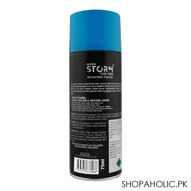 Super Storm For Men Sensitive Shaving Foam With After Shave, 75ml - Image 3