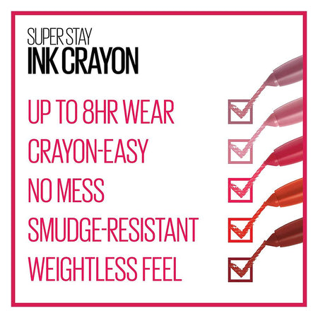 Maybelline New York Super Stay Ink Crayon Matte Longwear Lipstick, 8hrs long wear Matte Lipstick - 25 Stay Exceptional - Image 6