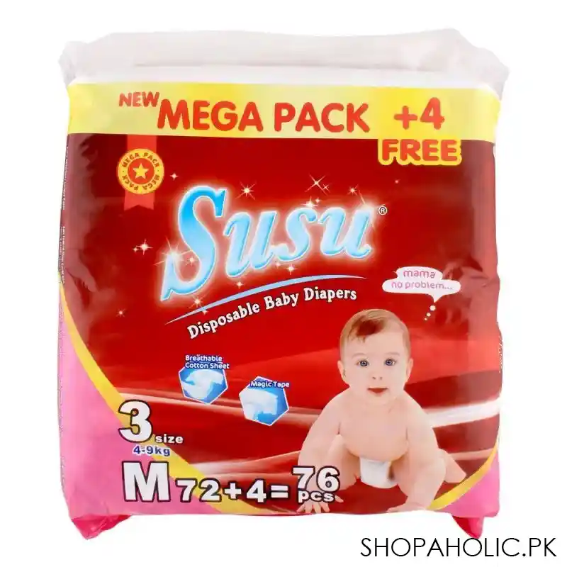 susu disposable baby diapers, no. 3, medium, 4 9kg, 76 pack main image