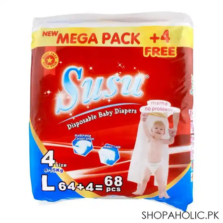 susu disposable baby diapers, no. 4, large, 4 15 kg, 68 pack main image