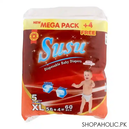 susu disposable baby diapers, no. 5, xl, 14 20 kg, 60 pack main image