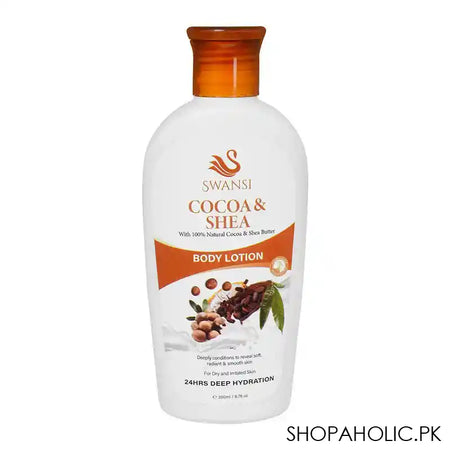 Swansi Cocoa & Shea Butter 24 Hours Deep Hydration Body Lotion, For Dry & Irritated Skin, 200ml - Main Image