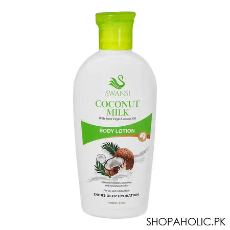 Swansi Extra Virgin Coconut Milk 24 Hours Deep Hydration Body Lotion, For Dry & Irritated Skin, 200ml - Main Image