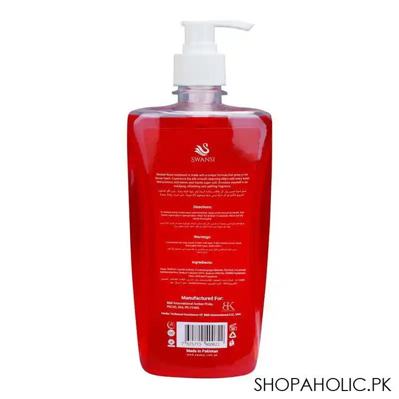 Swansi Rose Hand Wash, 500ml - Image 2