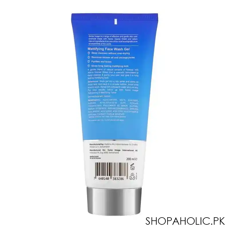 swiss image essential care mattifying face wash gel, combination to oily skin, 200ml image2