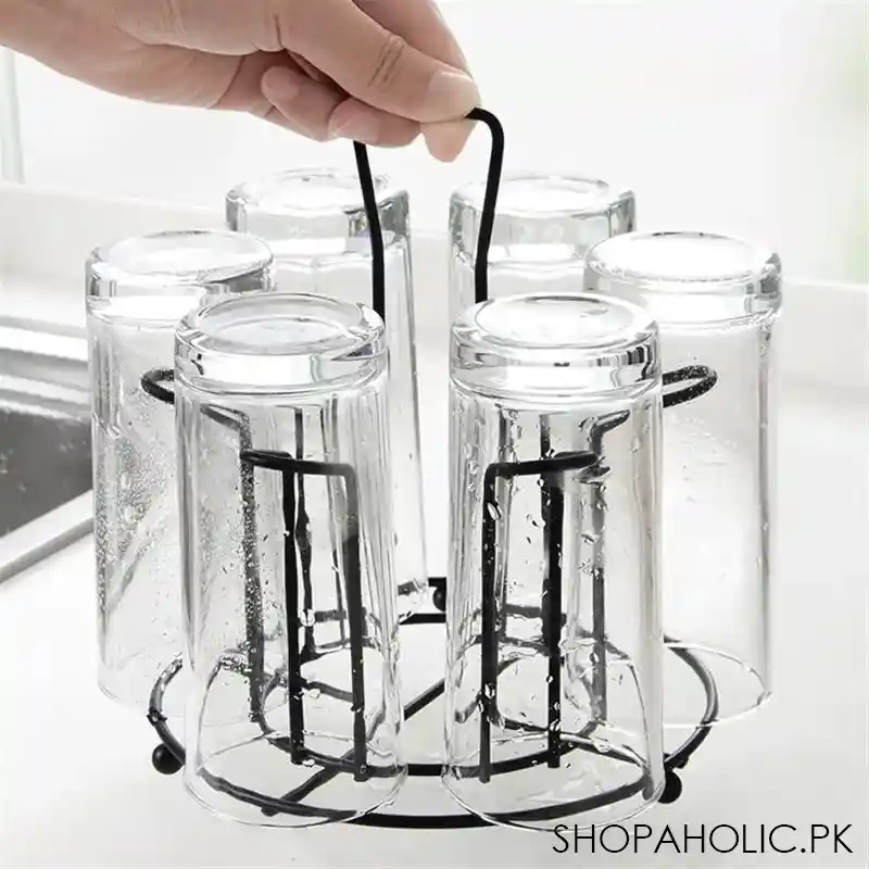 tabletop metal 6 glass storage rack image2