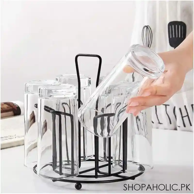tabletop metal 6 glass storage rack image3
