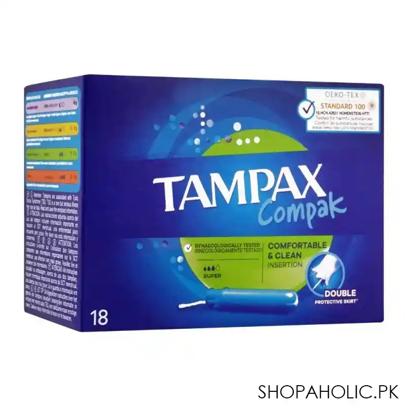 tampax compak comfortable & clean insertion, super, 18 pack main image