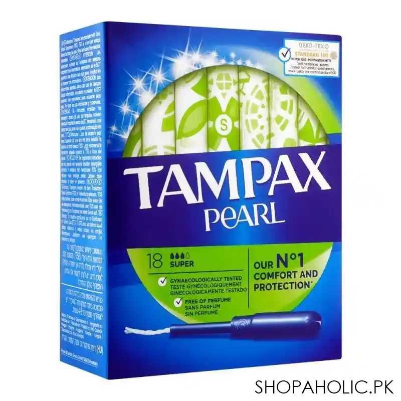 tampax pearl 3x comfort super tampoons, 18 pack main image