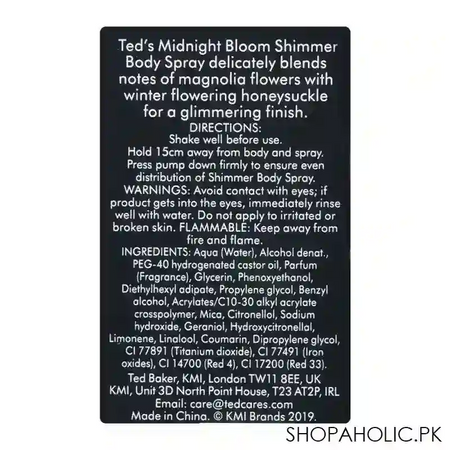 ted baker midnight bloom shimmer body spray, for women, 150ml image3