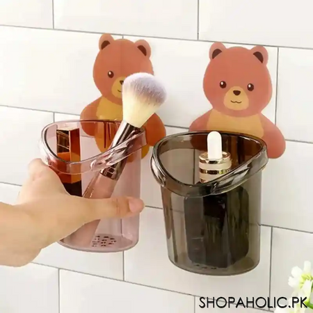 teddy bear tooth brush holder for bathroom main image