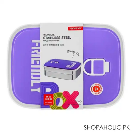 tedemei rectangle stainless steel food container, 1.1 liter, purple, 6902 image2
