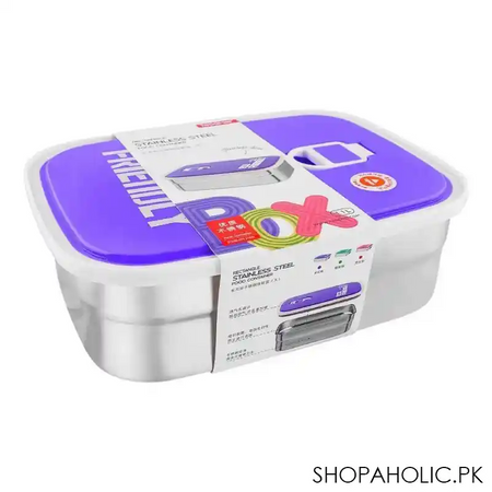 tedemei rectangle stainless steel food container, 1.1 liter, purple, 6902 main image