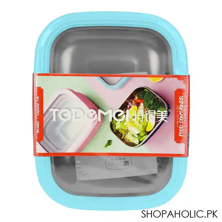 Tedemei Steel Lunch Box, 1.4 Liter Capacity, Blue, 7.7in (H) x 5.3in (W) x 3in (D), 6863 - Main Image