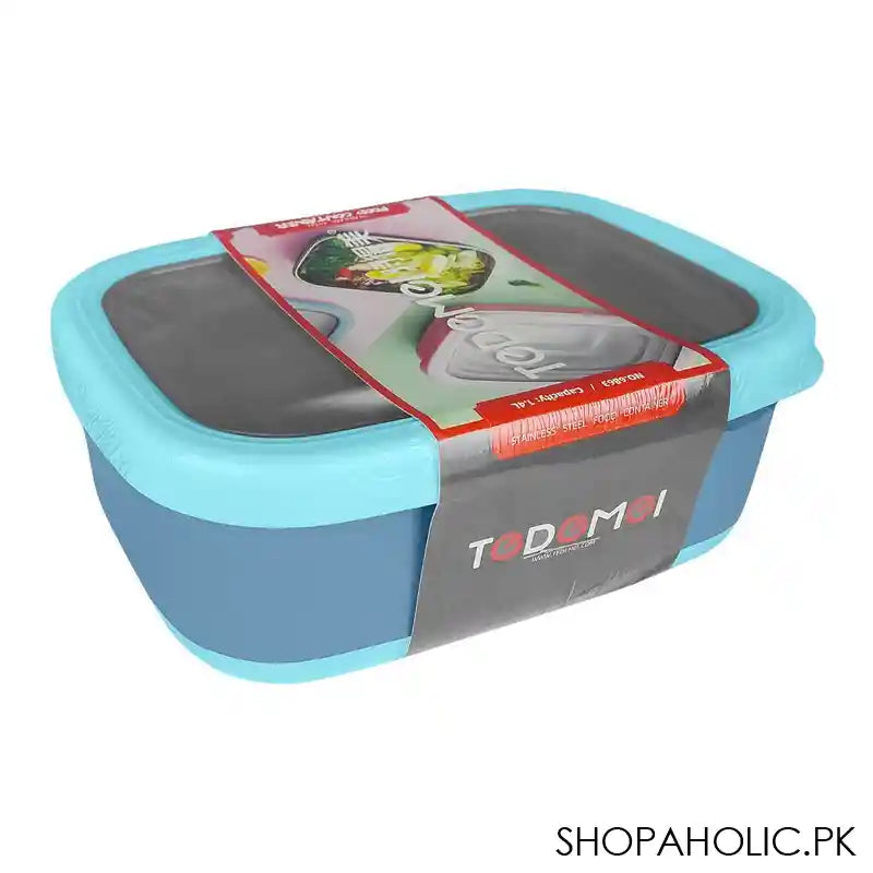 Tedemei Steel Lunch Box, 1.4 Liter Capacity, Blue, 7.7in (H) x 5.3in (W) x 3in (D), 6863 - Image 3