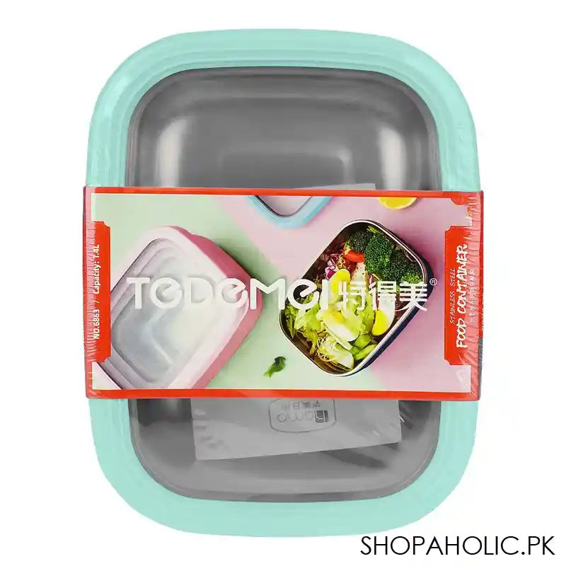 Tedemei Steel Lunch Box, 1.4 Liter Capacity, Green, 7.7in (H) x 5.5in (W) x 3in (D), 6863 - Image 3