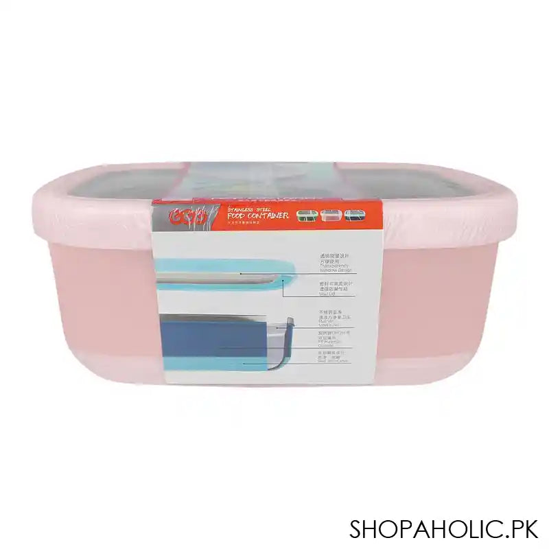 Tedemei Steel Lunch Box, 1.4 Liter Capacity, Pink, 7.7in (H) x 5.3in (W) x 3in (D), 6863 - Image 2