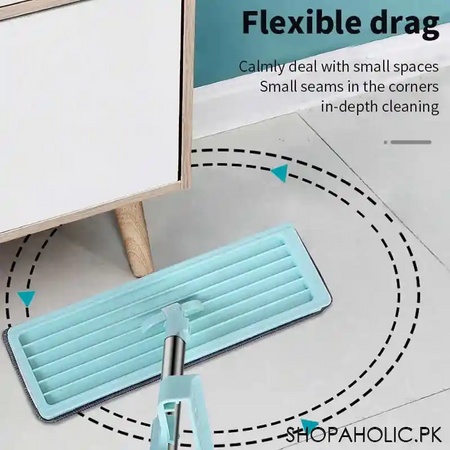 telescopic flat squeeze mop with double microfiber pad image2
