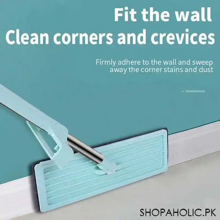 telescopic flat squeeze mop with double microfiber pad image3