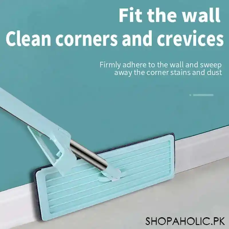 telescopic flat squeeze mop with double microfiber pad image3