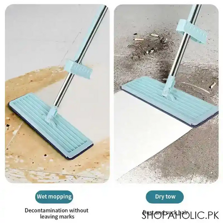 telescopic flat squeeze mop with double microfiber pad image4