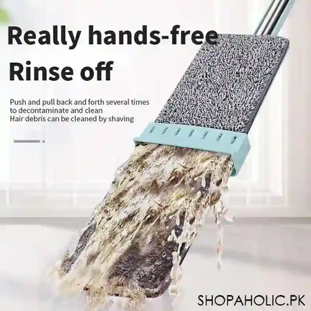 telescopic flat squeeze mop with double microfiber pad image5