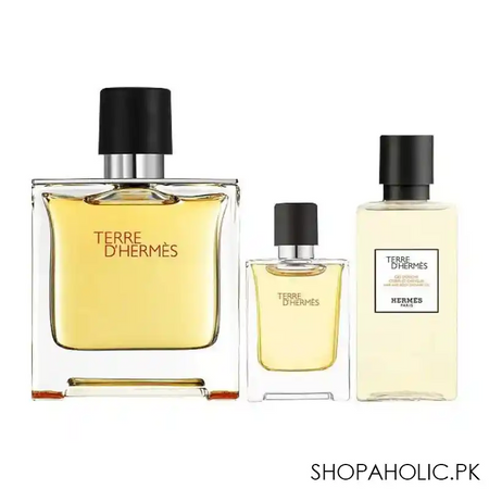 terre d' hermes set for men, perfum, 75ml + perfum, 5ml + shower gel, 40ml main image