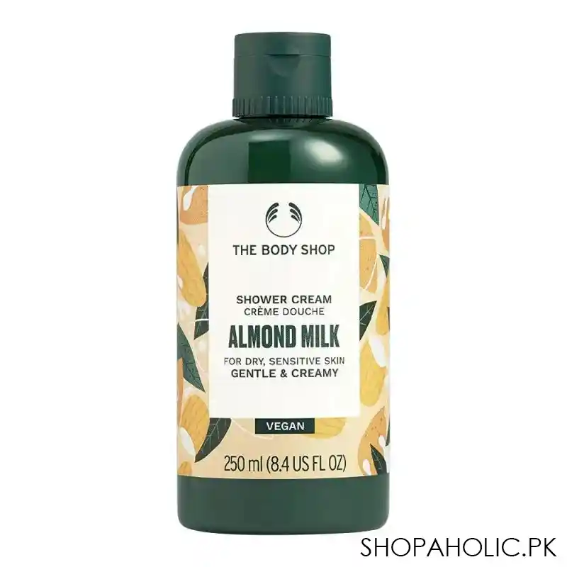 the body shop almond milk & honey vegan shower cream, for dry, sensitive skin, 250ml main image