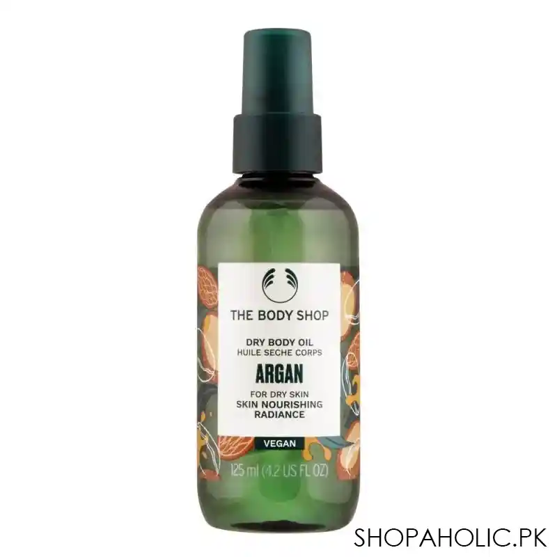 the body shop argan skin nourishing radiance dry body oil, vegan, for dry skin, 125ml main image