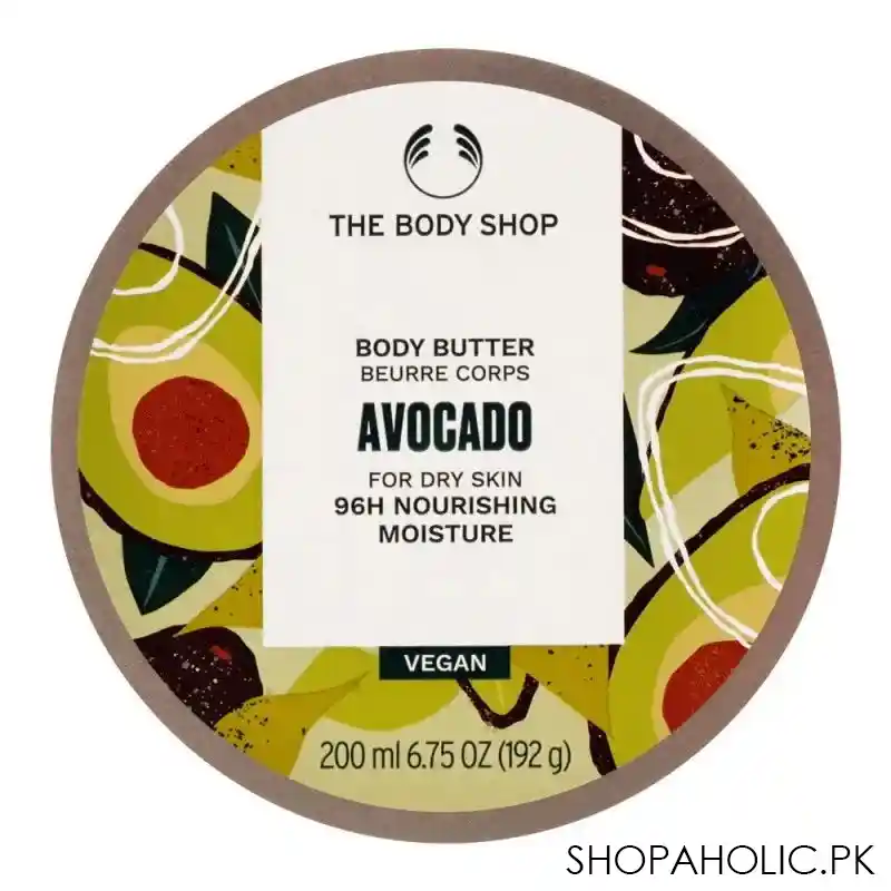 the body shop avocado 96h nourishing moisture vegan the body butter, dry skin, 200ml main image