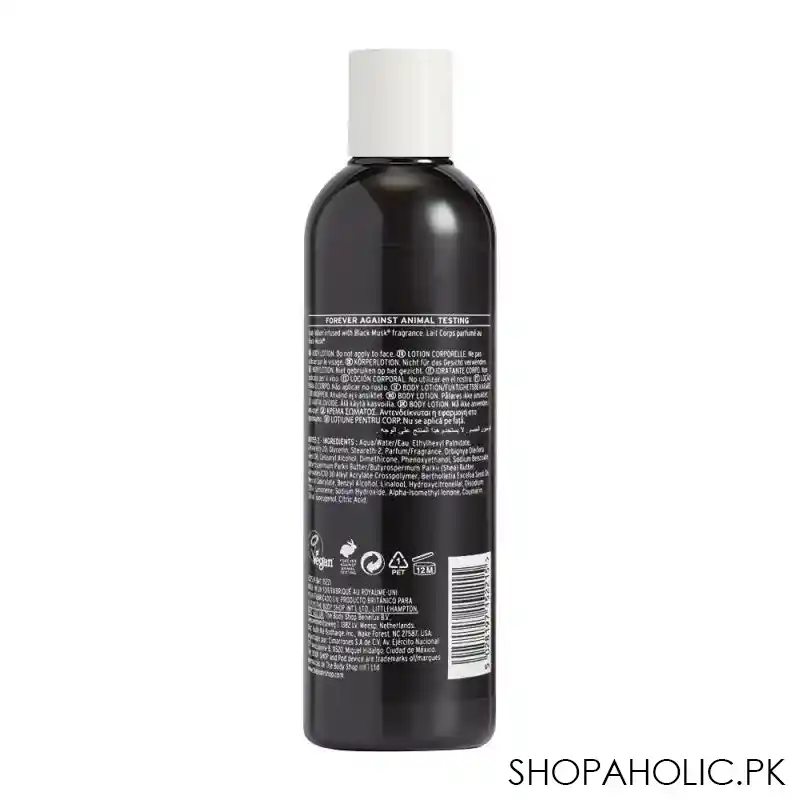 the body shop black musk vegan scented body lotion, 250ml image2
