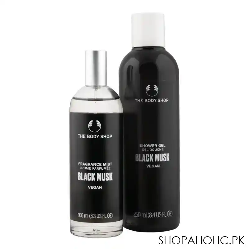 the body shop deep black musk duo shower gel + fragrance mist, vegan, 19540 main image